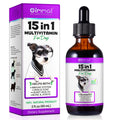 Multivitamínico 15 en 1 para perros ayuda con el sistema inmunológico, la salud de la piel y el pelaje, el apoyo al corazón y los huesos y articulaciones. Los perros disfrutan del sabor