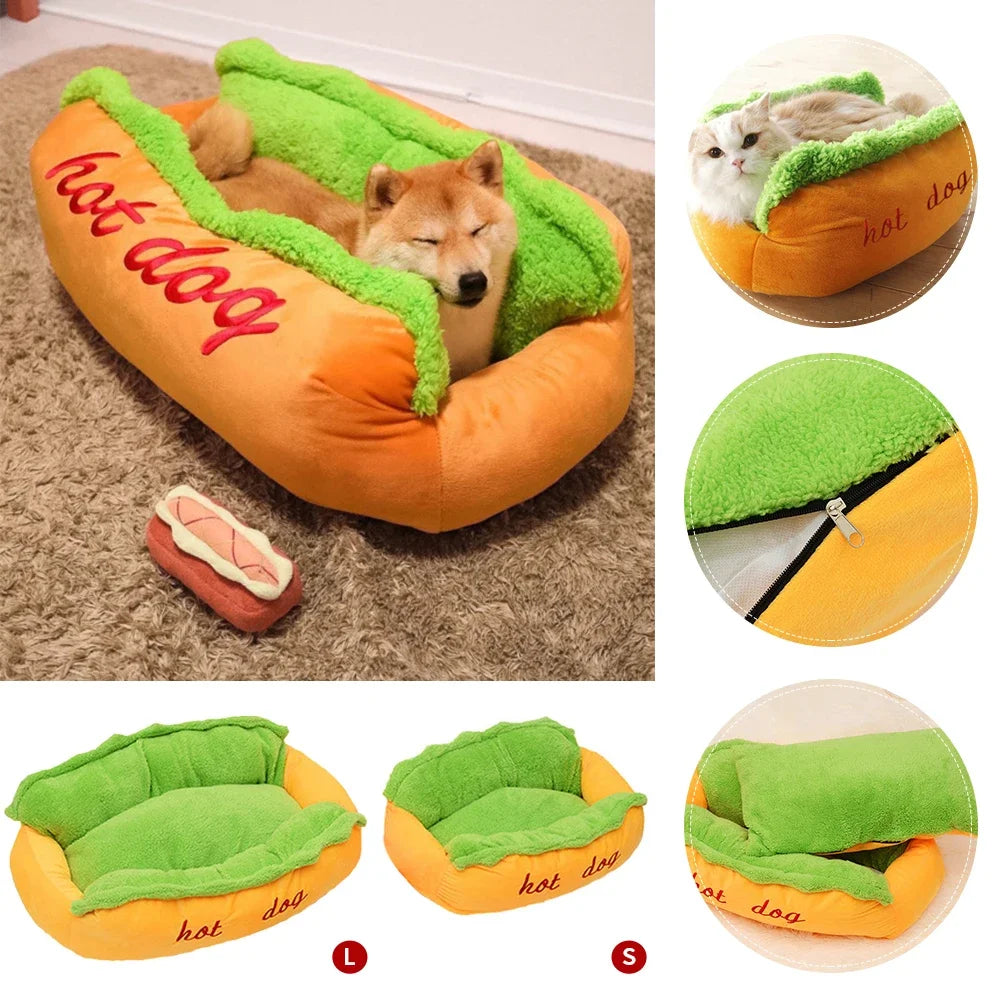 Pet Bed Hot Dog House Lounger Bed Washable