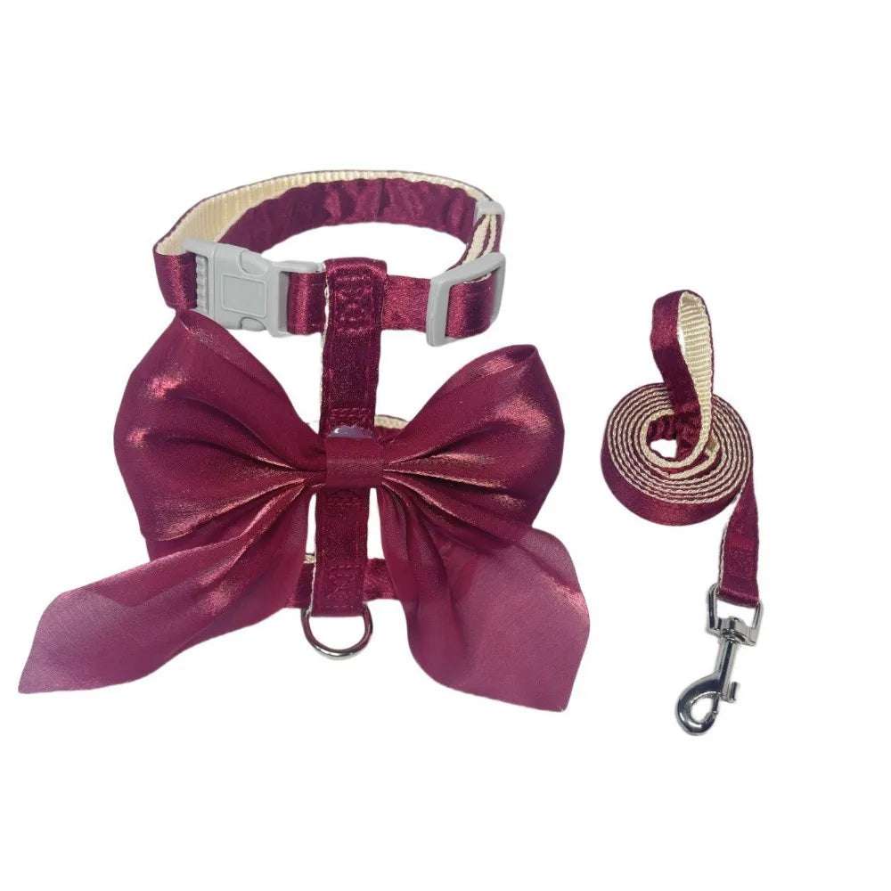 Pet Clothes Adjustable Pet Harness Cute Bow