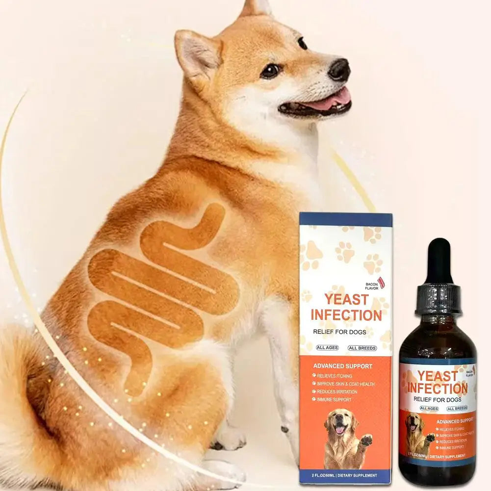 Suplemento Líquido de 60 ml para Infecciones por Levaduras en Mascotas, para Perros y Gatos, Salud Intestinal, Sistema Inmunológico y Digestión
