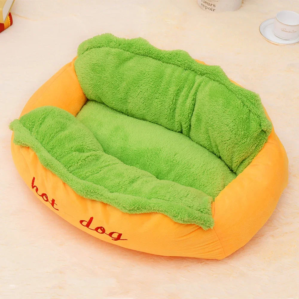 Pet Bed Hot Dog House Lounger Bed Washable