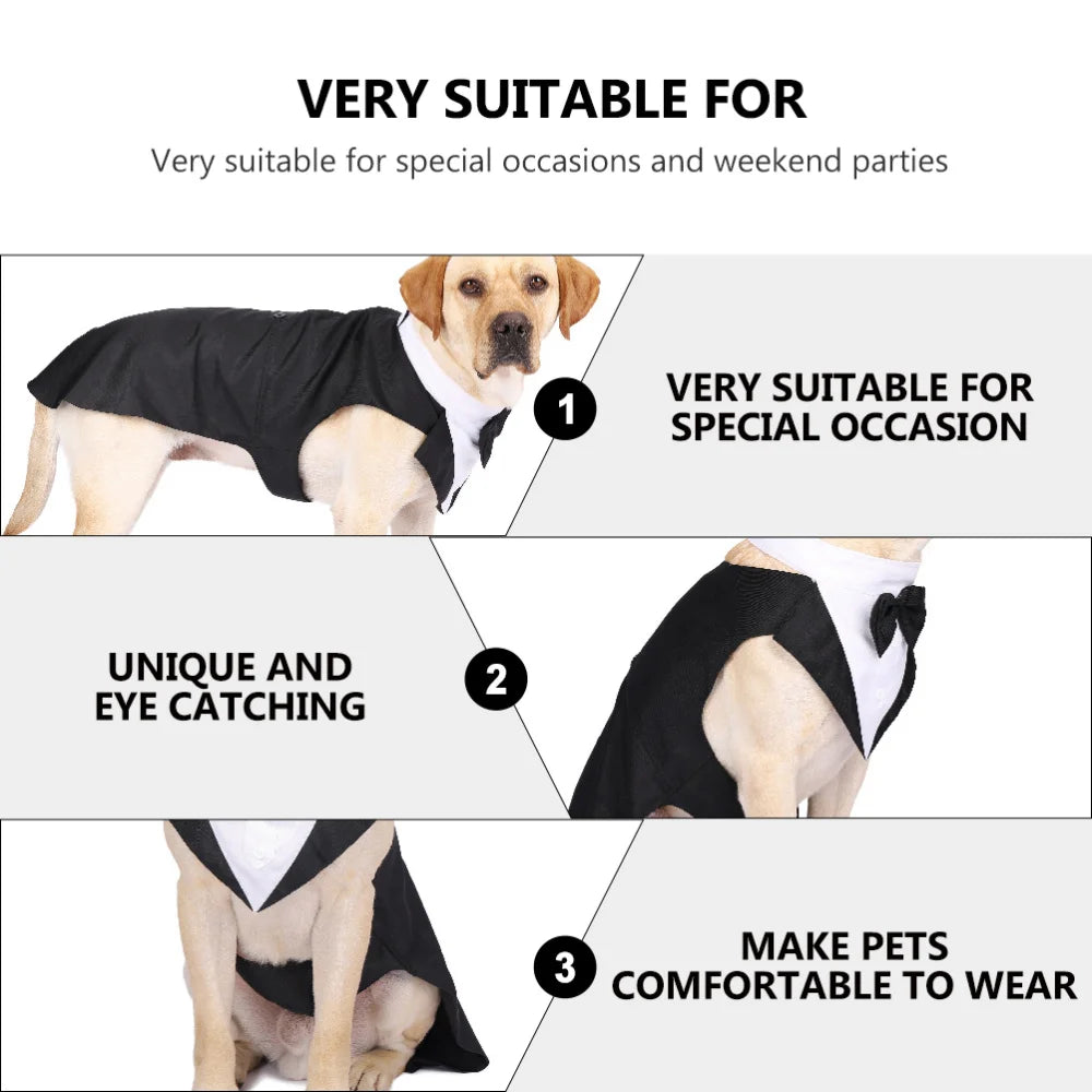ELEGANT DOG TUXEDO SUIT WITH BOW TIE.