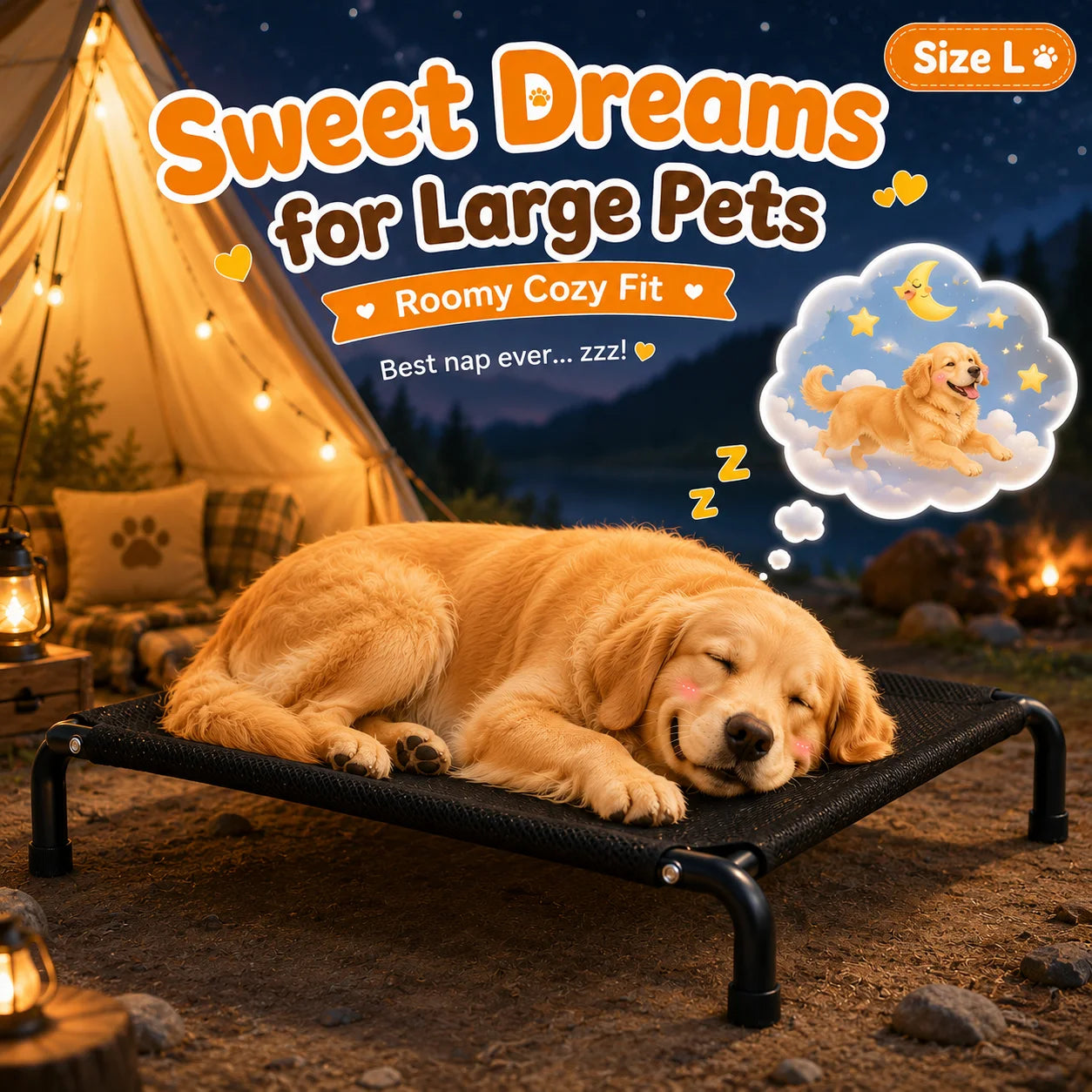 Elevated Pet Bed for Dogs, Washable Dog Bed