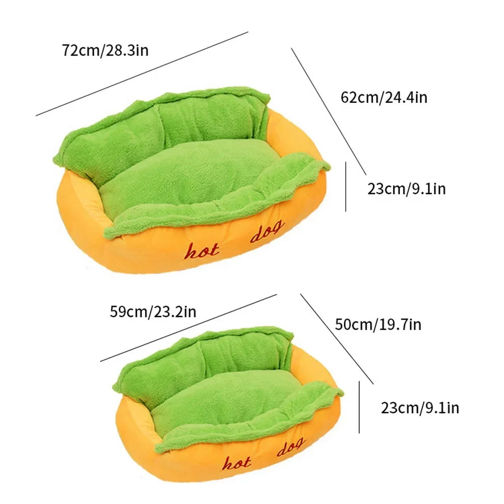 Pet Bed Hot Dog House Lounger Bed Washable