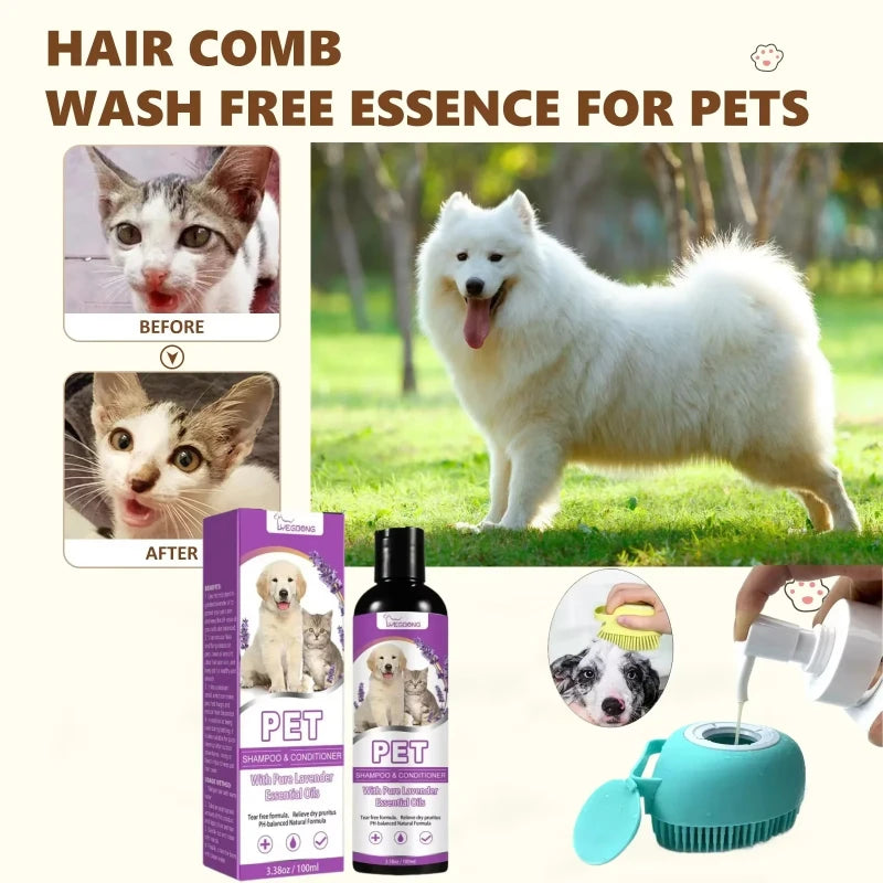 Pet Shampoo and Conditioner with Pure Lavender Essential Oil 100ml