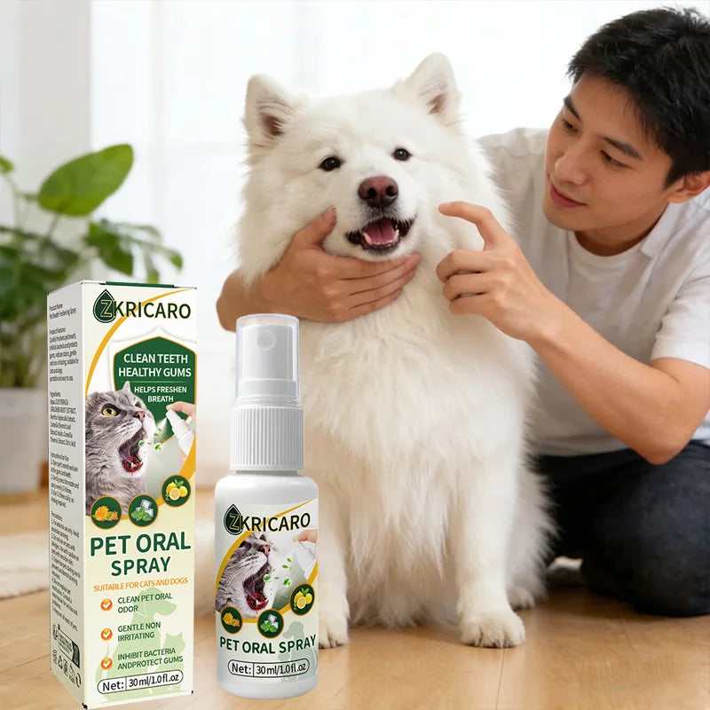Spray para el Cuidado Bucal de Mascotas, Hecho con Ingredientes Naturales y una Fórmula Suave, No Requiere Cepillado; Simplemente Rociar para Refrescar a tu Mascota.