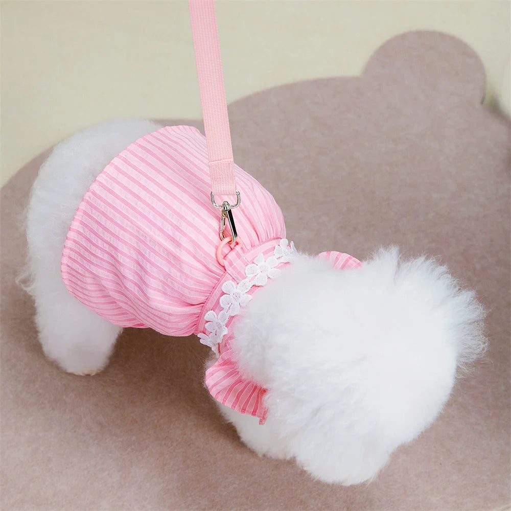 1pc   Pet Dog Dress, Cute Floral Decor Ruffle Suspender