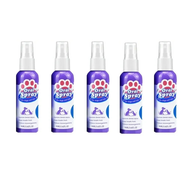 Spray de limpieza dental para mascotas, cuidado bucal, elimina las manchas de dientes, mantiene el aliento fresco para gatos y perros, blanqueamiento, elimina el mal aliento