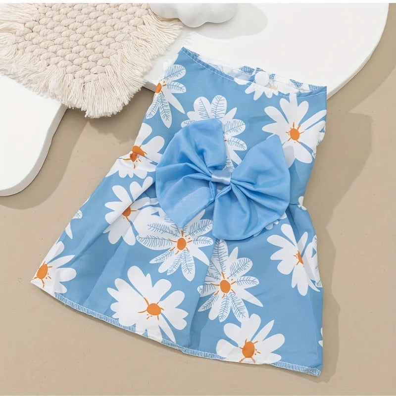 Pet Dress,Soft & Sleeveless Floral Outfit