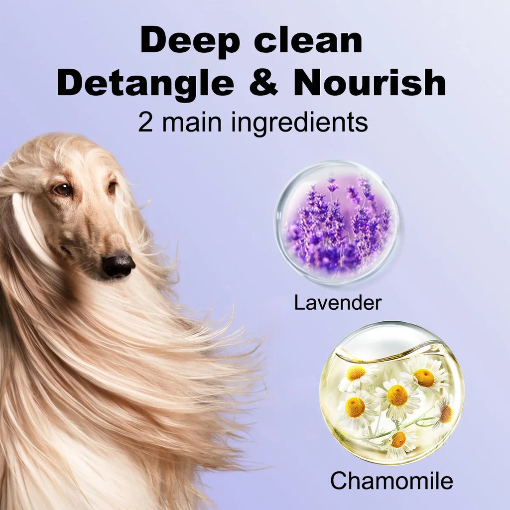 cat and dog shampoo, pet cleaning, pet odor removal hair protection, making hair softer,