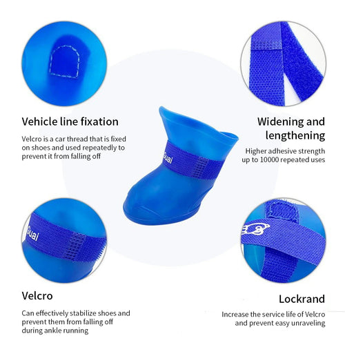 4Pcs Pet WaterProof Rainshoe Anti-slip