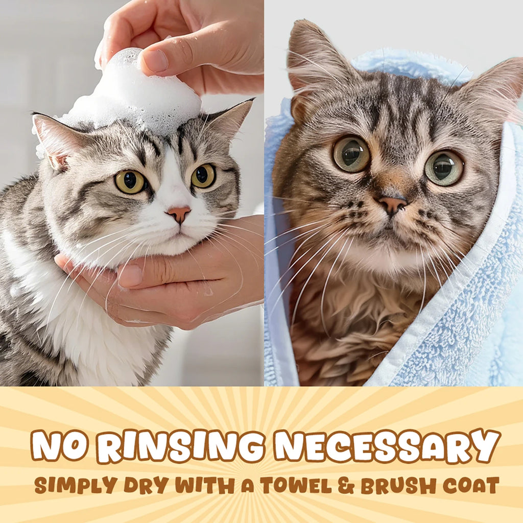 Espuma de Limpieza en Seco para Mascotas Sin Enjuague, Gel de Ducha para Perros, Gatos y Cachorros, Champú Desodorante con Aroma a Avena, Deja Fragancia, Suministros para Mascotas