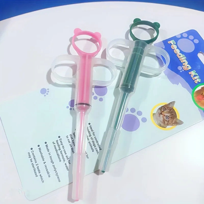Dispensador de Pastillas para Mascotas, Apto para Perros y Gatos, Jeringa para Medicamentos, Alimentador Oral de Tabletas, Dispensador Simple de Pastillas para Mascotas, Incluye 2 Opciones de Puntas Suaves