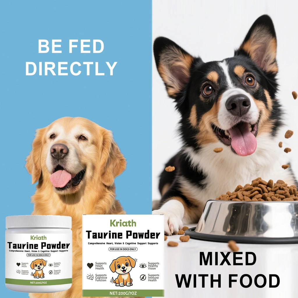  Polvo de Taurina para Mascotas, Apoya la Salud del Corazón, Mantiene la Función Visual Normal, Mejora la Luminosidad del Pelo, Suplemento Nutricional Diario para Perros