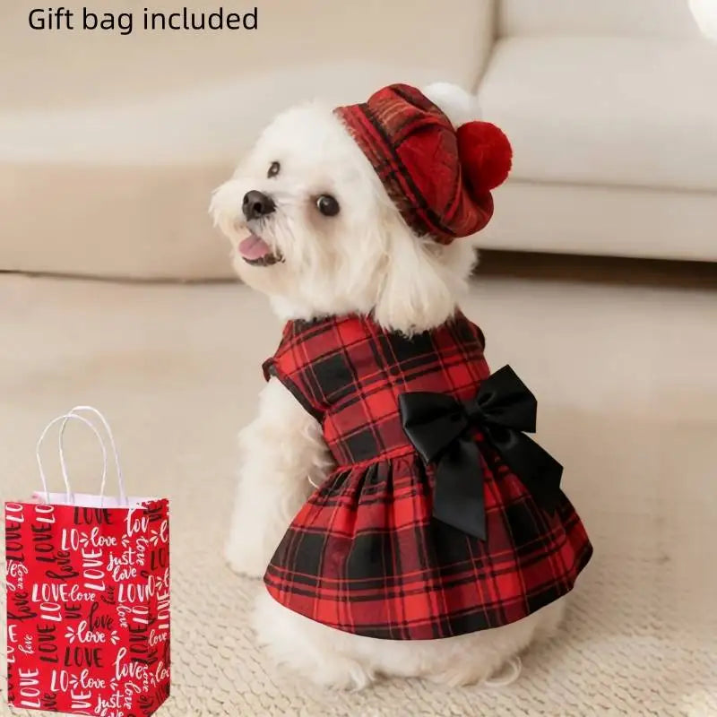 Pet Dog Clothes Plaid Shirt Suit Tie