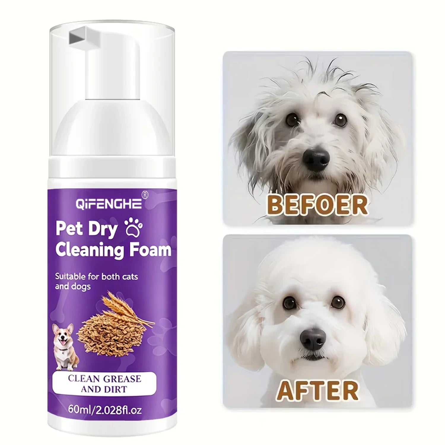 Pet Dry Shampoo for Dogs & Cats