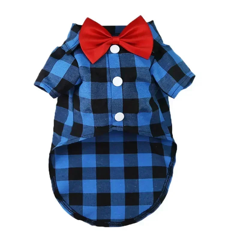 Pet Clothes Dogs Plaid Striped Shirt Teddy Bear Pomeranian