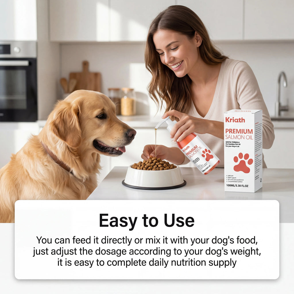 Aceite de Salmón Natural para Mascotas, Complemento Líquido con Vitamina E para Perros, para un Pelaje Brillante y Salud del Corazón, Fórmula Suave, Botella con Bomba Dosificadora