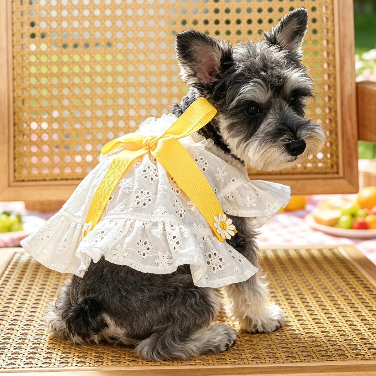 Cute Floral Bow Pet Dress for Small Dogs Cats