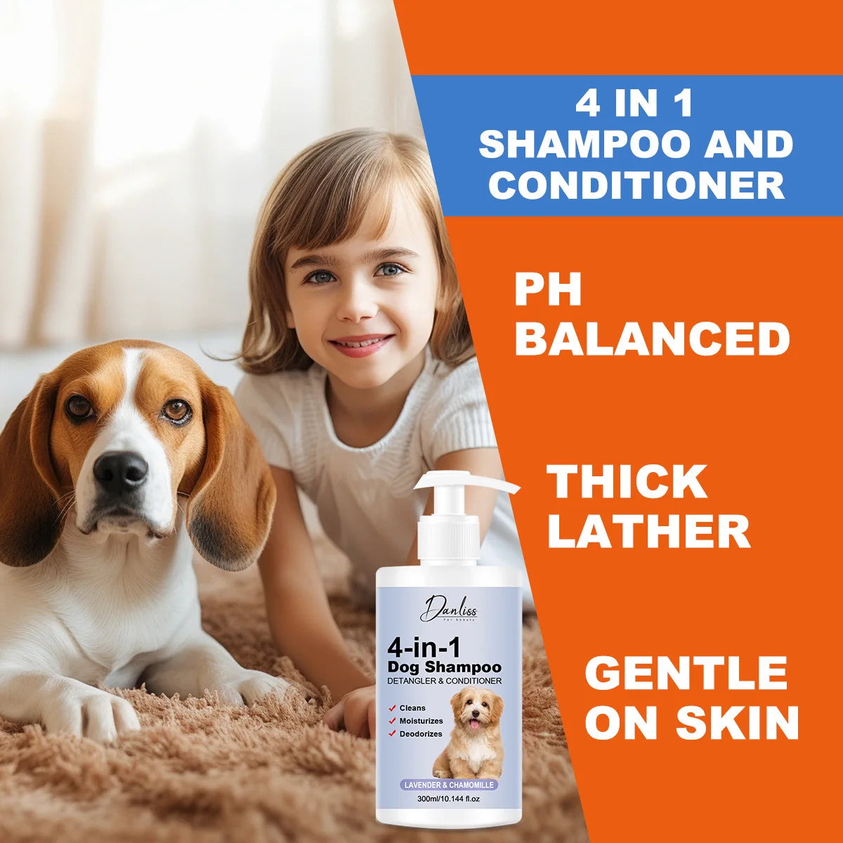 cat and dog shampoo, pet cleaning, pet odor removal hair protection, making hair softer,