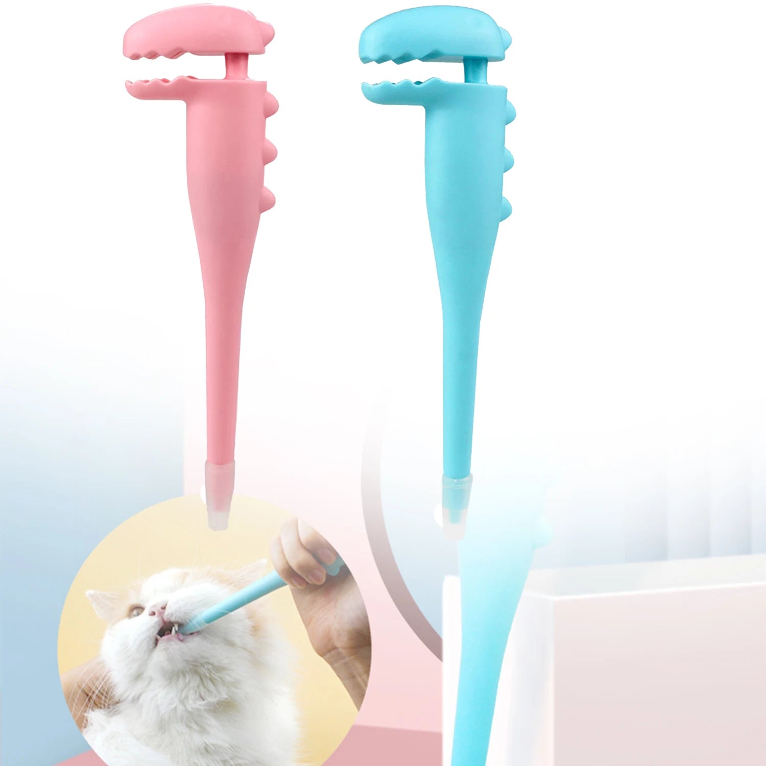 Alimentador de medicamentos para mascotas, dispensador de pastillas para gatos y perros, jeringa de silicona con punta suave, empujador Medicinal para animales pequeños