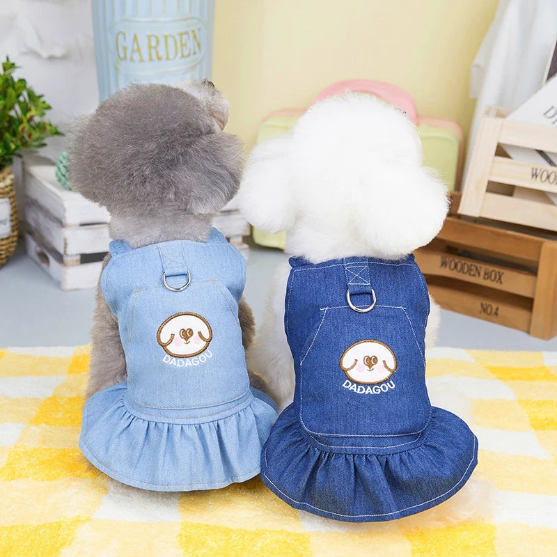 Pet Denim Dress for Dog Small Dog