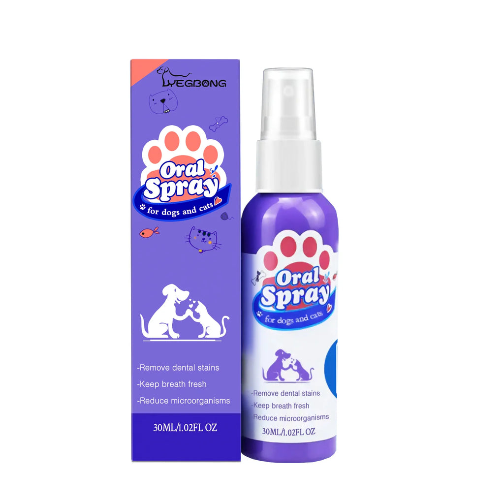 Spray de limpieza dental para mascotas, cuidado bucal, elimina las manchas de dientes, mantiene el aliento fresco para gatos y perros, blanqueamiento, elimina el mal aliento