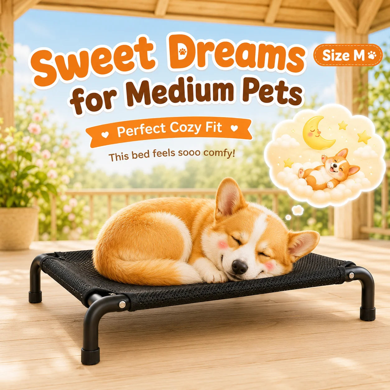 Elevated Pet Bed for Dogs, Washable Dog Bed
