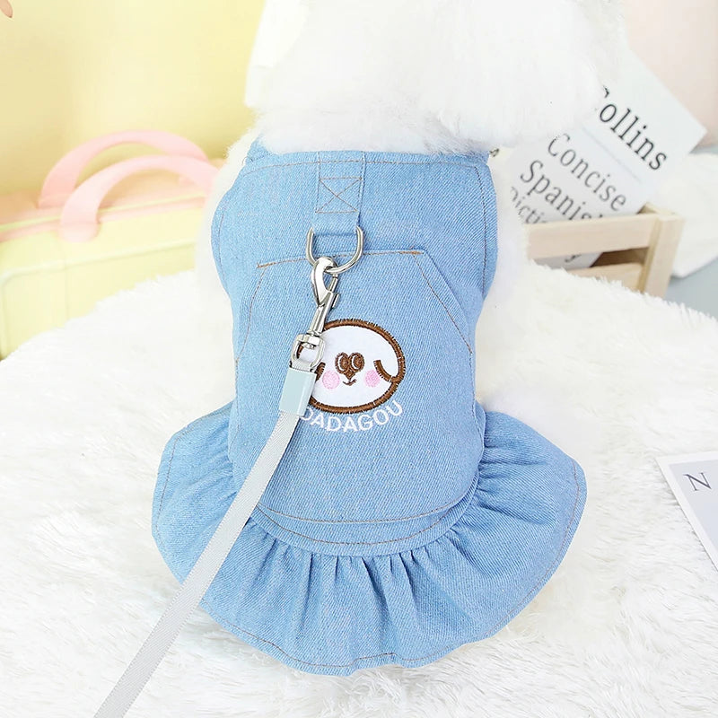 Pet Denim Dress for Small Dogs