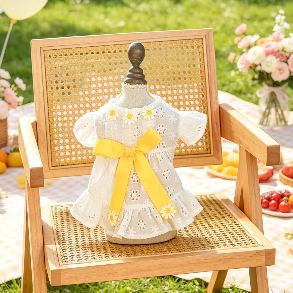 Cute Floral Bow Pet Dress for Small Dogs Cats