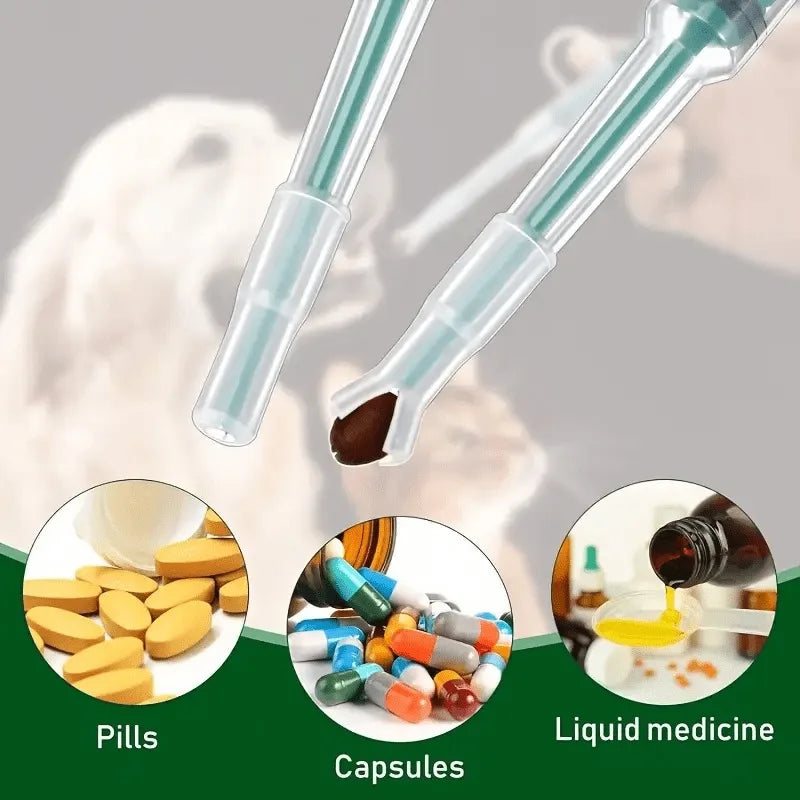 Dispensador de Pastillas para Mascotas, Apto para Perros y Gatos, Jeringa para Medicamentos, Alimentador Oral de Tabletas, Dispensador Simple de Pastillas para Mascotas, Incluye 2 Opciones de Puntas Suaves