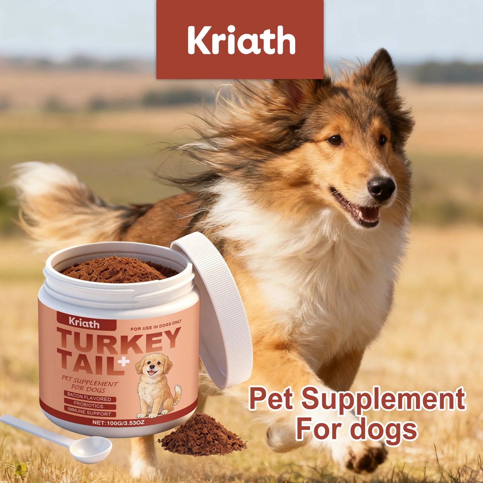 Suplemento Nutricional en Polvo para Perros, Mejora la Vitalidad de las Mascotas, Equilibra la Flora Intestinal, Bienestar de la Piel y el Pelaje, Refuerza la Defensa del Cuerpo, 100g