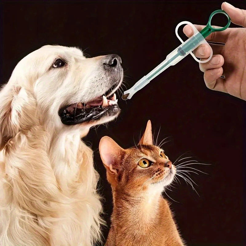 Dispensador de Pastillas para Mascotas, Apto para Perros y Gatos, Jeringa para Medicamentos, Alimentador Oral de Tabletas, Dispensador Simple de Pastillas para Mascotas, Incluye 2 Opciones de Puntas Suaves