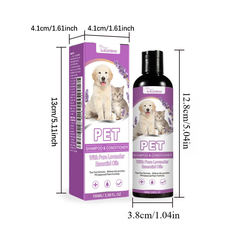 Pet Shampoo and Conditioner with Pure Lavender Essential Oil 100ml