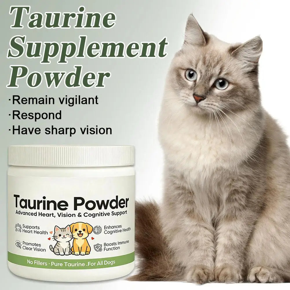 Taurina Pura en Polvo para Perros y Gatos, Apoyo Avanzado para la Salud del Corazón, la Visión y la Cognición, Refuerzo Inmunológico, Suplementos Nutricionales para Mascotas