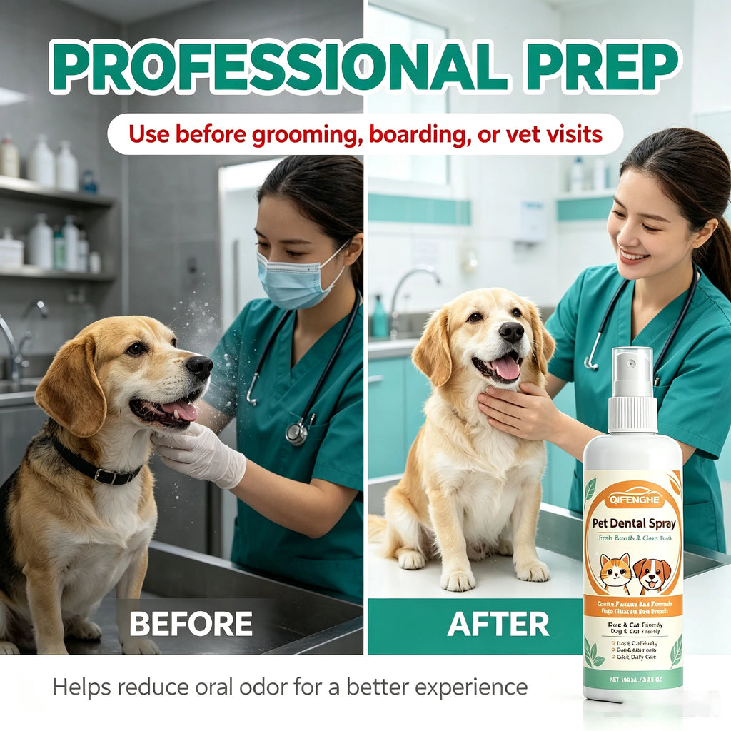 Spray Dental para Perros y Gatos, Cuidado Bucal, Reduce la Placa y el Sarro, Mal Aliento, Fórmula Natural a Base de Plantas, Limpieza Dental para Mascotas