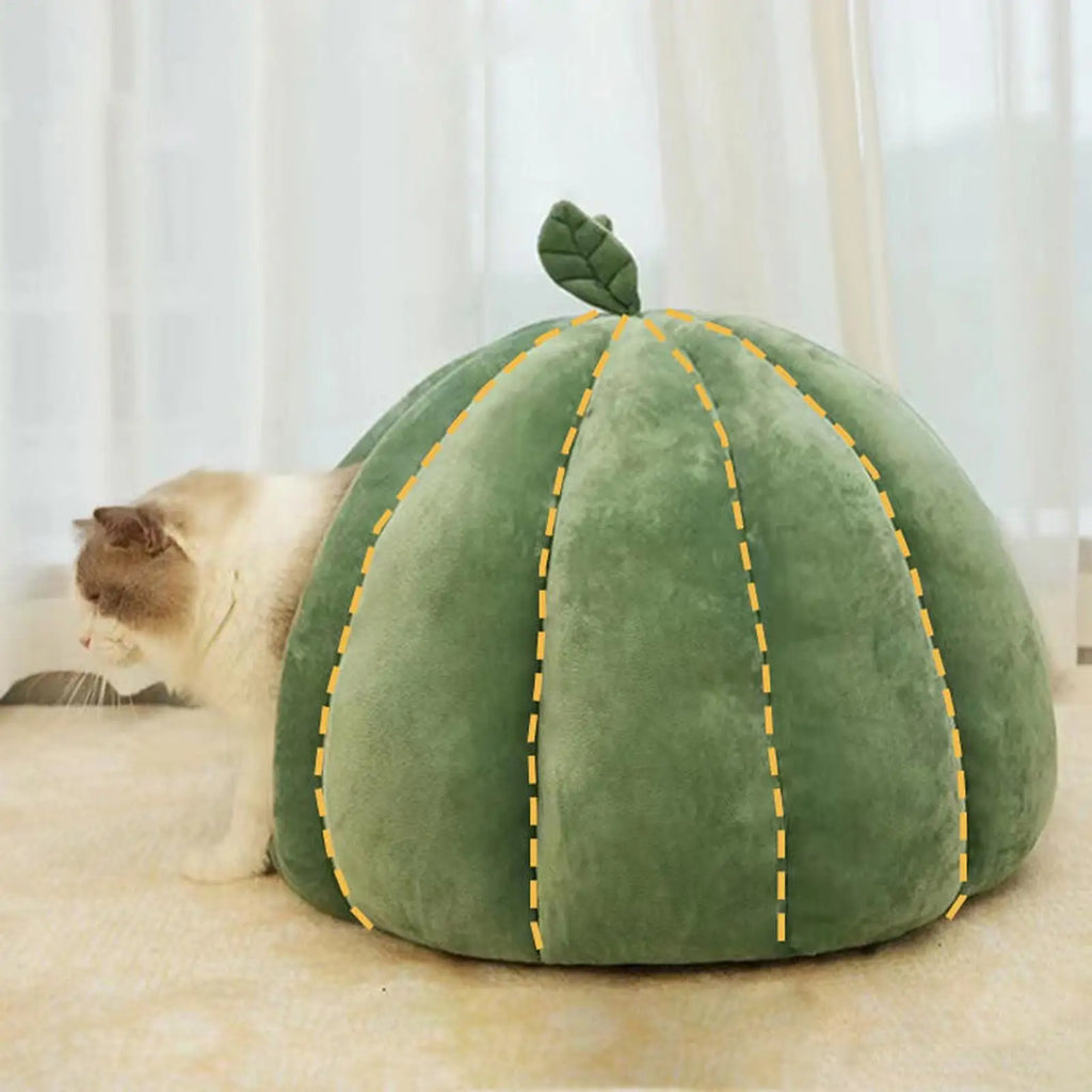 Pet Bed Enclosed Cat and dogs Nest Warm Bed Pumpkin House