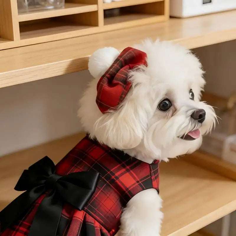 Pet Dog Clothes Plaid Shirt Suit Tie