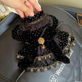 Pet Dog Dress - Velvet Black Gold Fashion