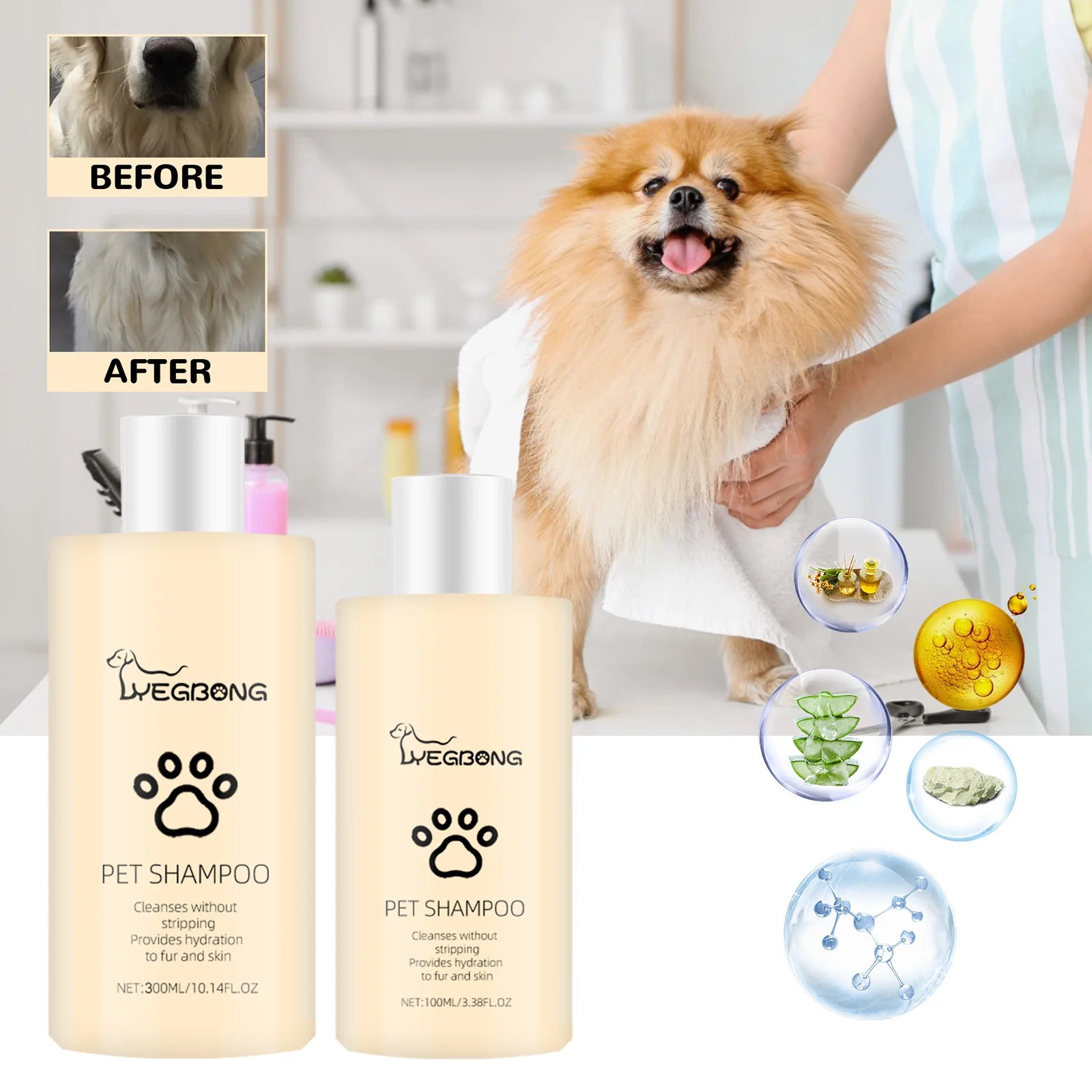 Pet Wash Shampoo Dogs Hair Soften Dirts Mites Removal Flea Killer