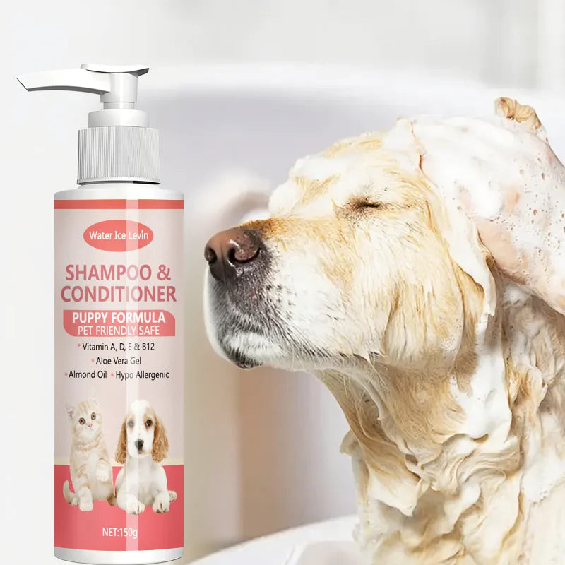 Champú y acondicionador para cachorros 2 en 1 suaves con vitaminas y aloe: fórmula hipoalergénica para abrigos suaves, brillantes y hidratados