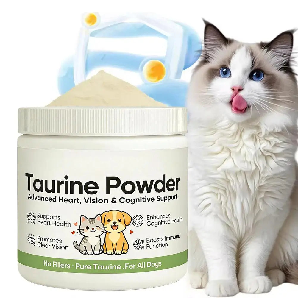 Taurina Pura en Polvo para Perros y Gatos, Apoyo Avanzado para la Salud del Corazón, la Visión y la Cognición, Refuerzo Inmunológico, Suplementos Nutricionales para Mascotas