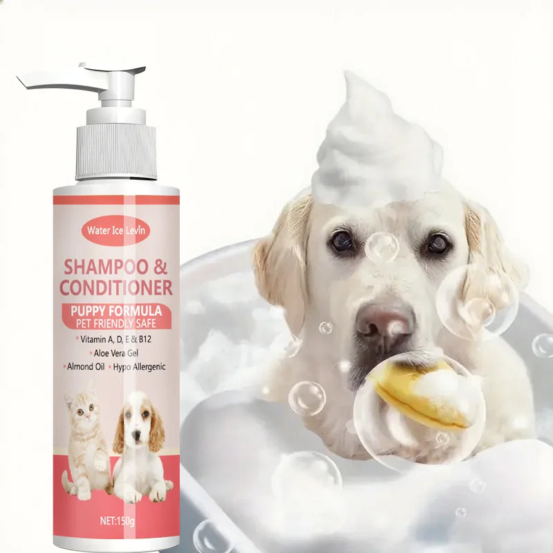 Champú y acondicionador para cachorros 2 en 1 suaves con vitaminas y aloe: fórmula hipoalergénica para abrigos suaves, brillantes y hidratados