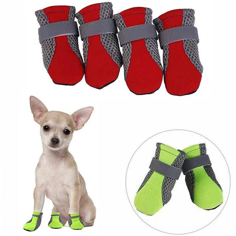 Pet Dog Shoes Breathable Waterproof Outdoor Walking Mesh Soft Summer Pet Shoes Night Safe Reflective Boots for Small Medium Dogs