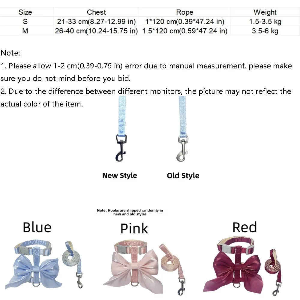 Pet Clothes Adjustable Pet Harness Cute Bow