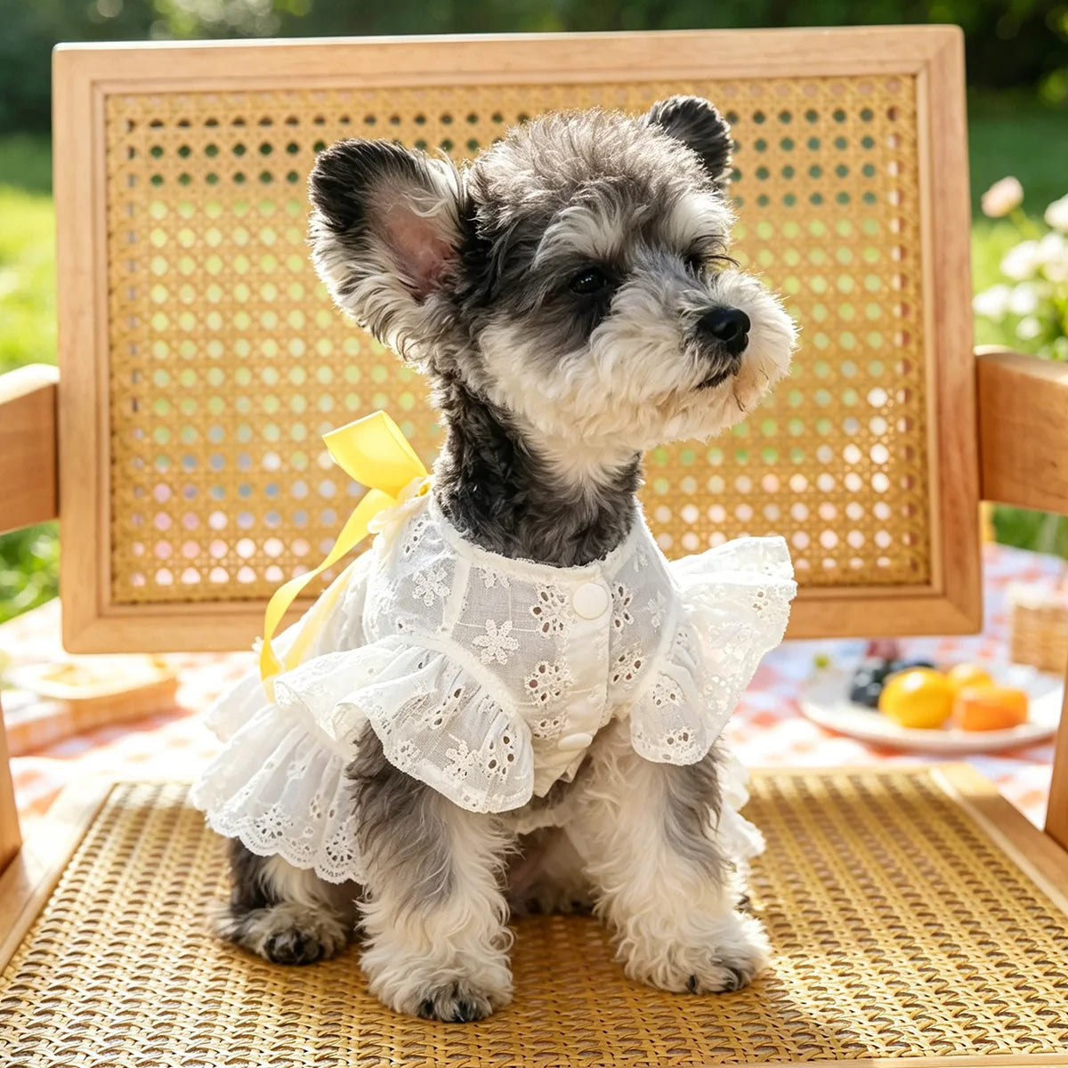 Cute Floral Bow Pet Dress for Small Dogs Cats