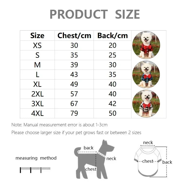 Pet Clothes Dogs Plaid Striped Shirt Teddy Bear Pomeranian