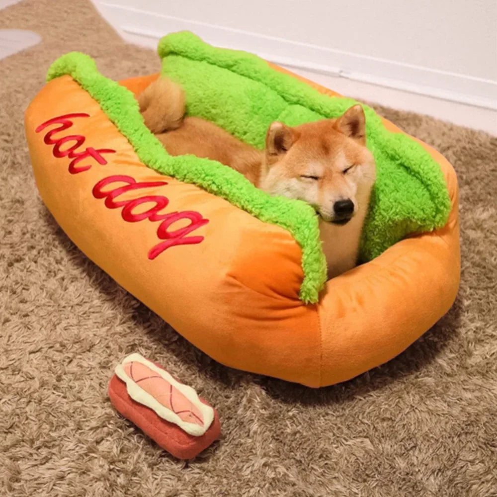 Pet Bed Hot Dog House Lounger Bed Washable