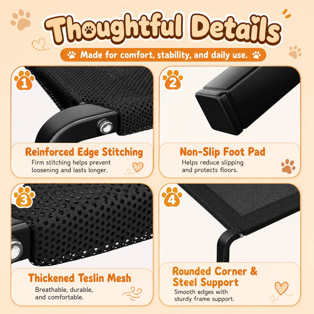 Elevated Pet Bed for Dogs, Washable Dog Bed