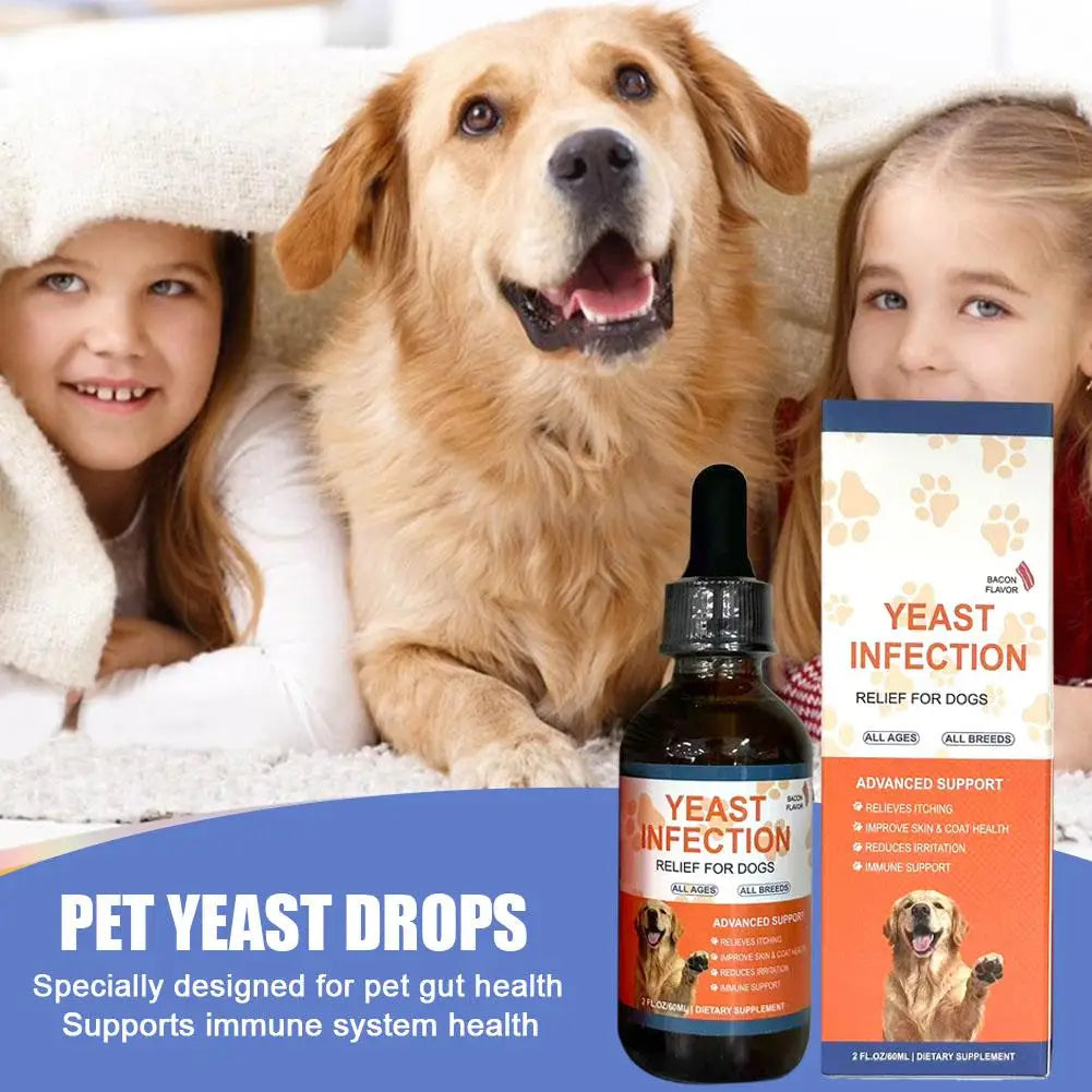 Suplemento Líquido de 60 ml para Infecciones por Levaduras en Mascotas, para Perros y Gatos, Salud Intestinal, Sistema Inmunológico y Digestión